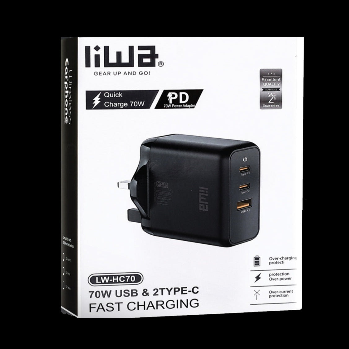 Liwa Quick Fast Charger 70W /USB /2Type-C /LW-HC70