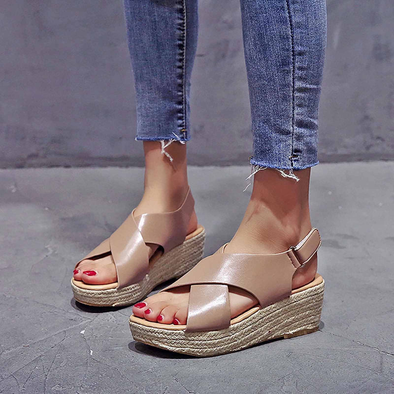 Strappy Platform Wedge Sandals WS321 - TUZZUT Qatar Online Shopping