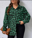 Women Stylish  Print Turn Down Collar Button Shirts M-267859 - TUZZUT Qatar Online Shopping