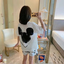 Disney Mickey White Women's Spring Summer Pajamas Set Three-piece Short Sleeve + Shorts + Trousers Soft And Comfortable Homewear L X4250045 - Tuzzut.com Qatar Online Shopping