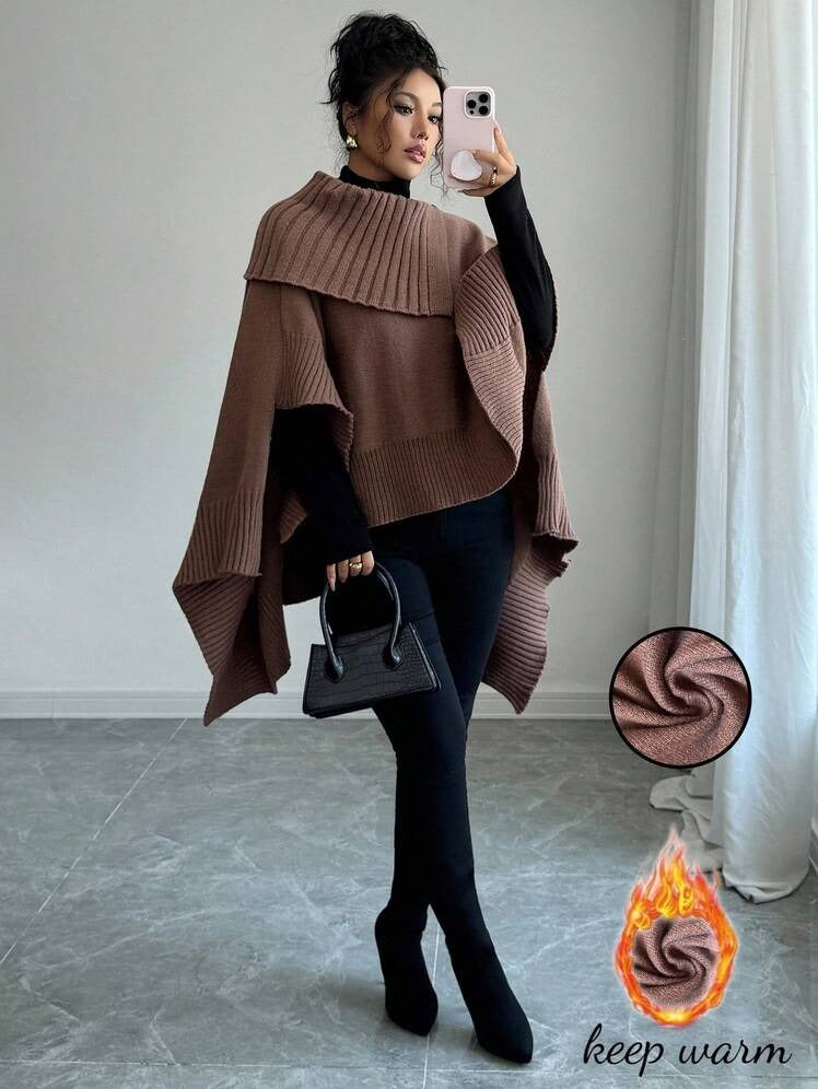 Womens Winter Cape Sweater 68332 - TUZZUT Qatar Online Shopping