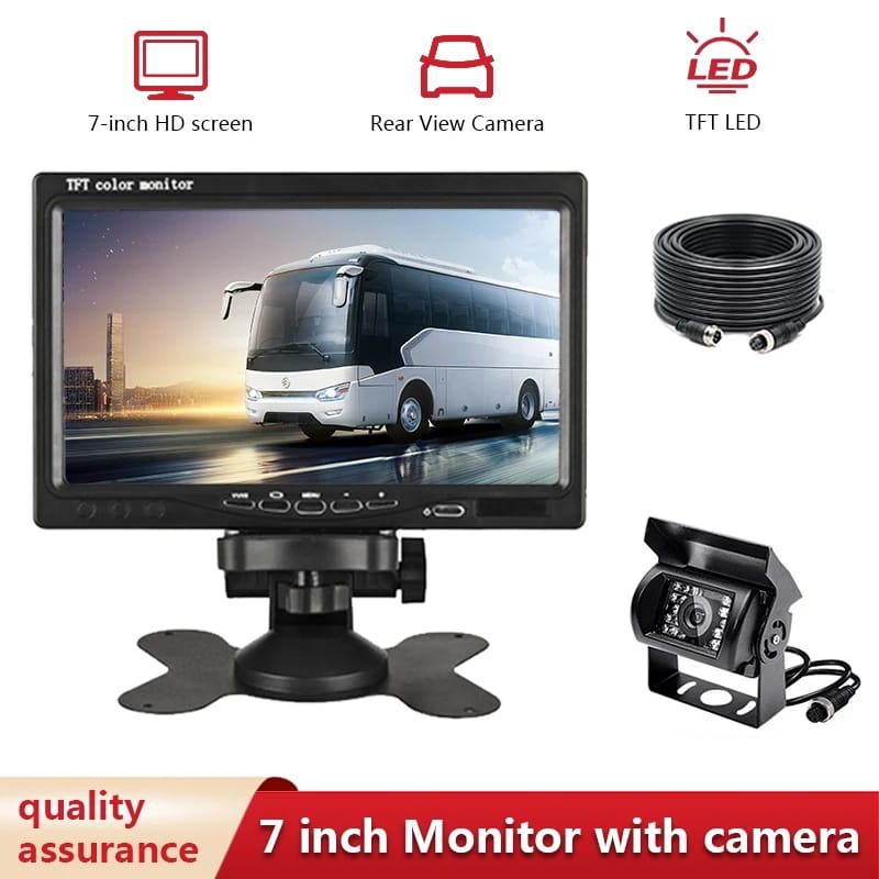 7-inch Car Monitor LED Display Screen  Night Rear View Camera,Suitable For Bus Truck RV Caravan Trailers