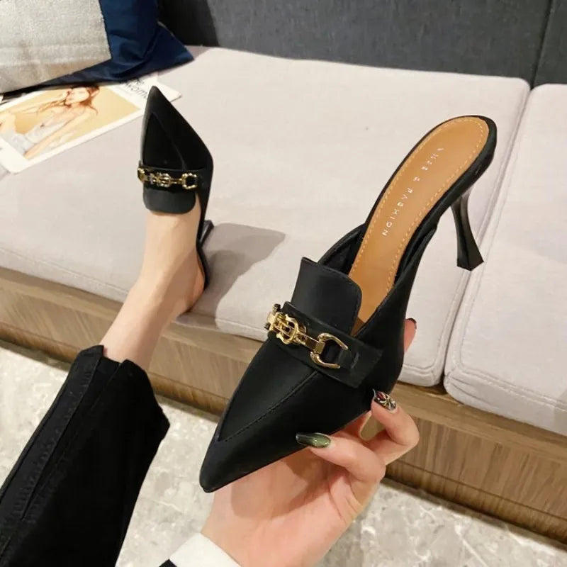 High Heel Sandals Women Summer New Fashion Baotou Half Slippers 525265 High Heel Sandals Women Summer New Fashion Baotou Half Slippers 525265