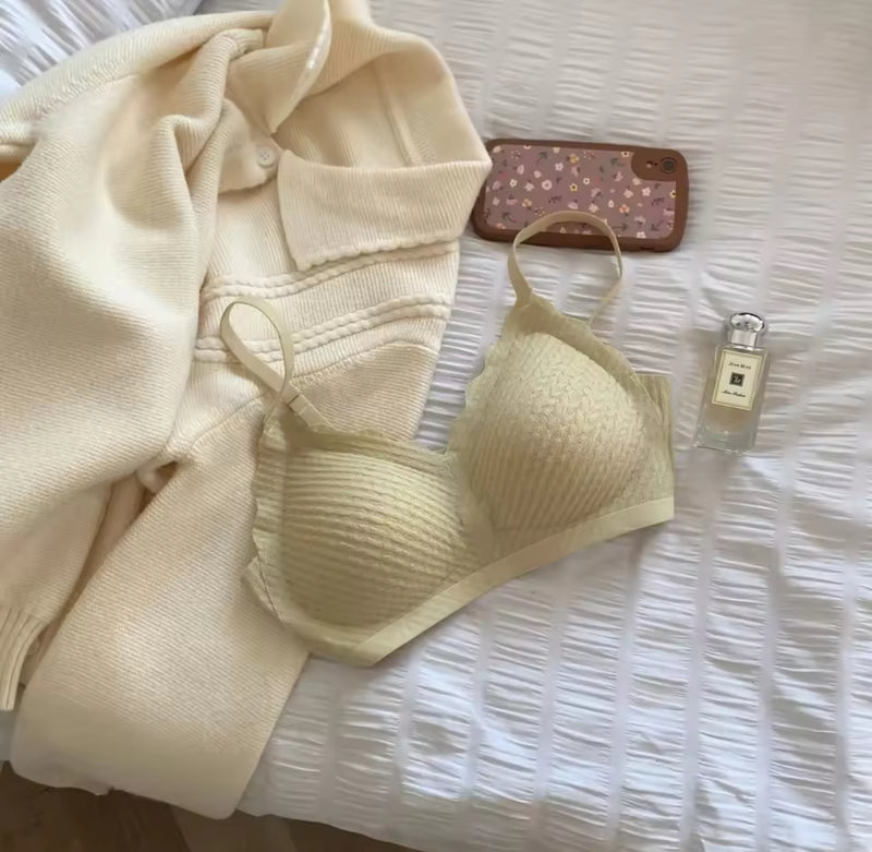 Lace Strap Latex Bra Wireless Thin Women's Underwear 81064 - TUZZUT Qatar Online Shopping