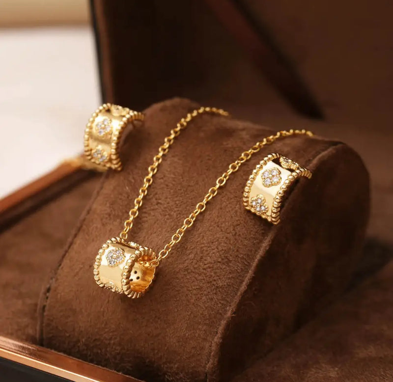 Women's earring necklace two-piece set S4387658 - TUZZUT Qatar Online Shopping
