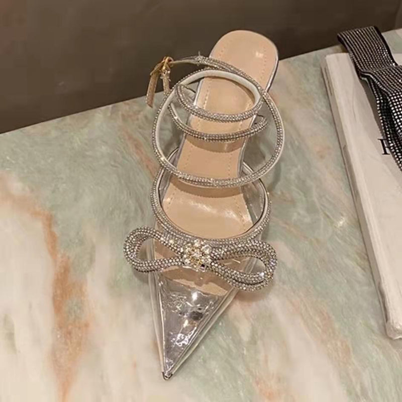 Women's Style Pointed-Toe Bow Heels Sandals S4442815-S4951742 - TUZZUT Qatar Online Shopping