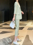 2 Pcs Women's Long Sleeve Solid Color Blazer Set 542475 - TUZZUT Qatar Online Shopping