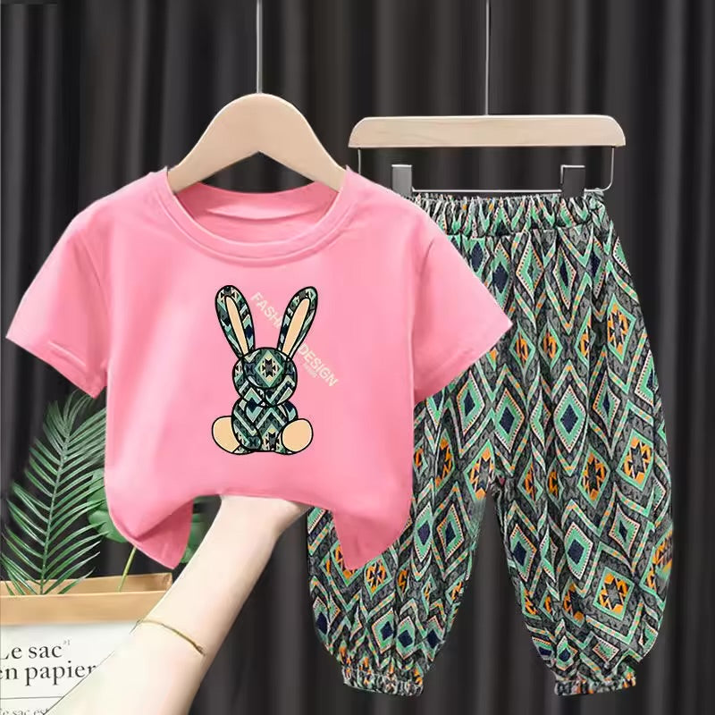 Girls Rabbit T-shirts and Pants Suit 2 Pieces Set   1589891 - TUZZUT Qatar Online Shopping