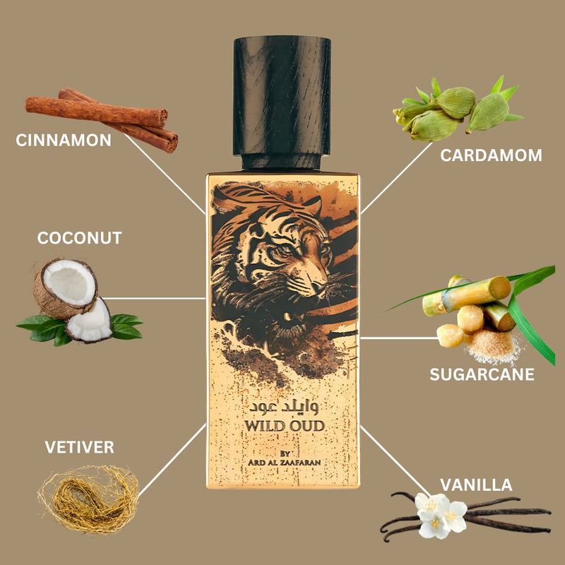 Wild Oud EDP Perfume 60ml by Ard Al Zaafaran Lattafa | Inspired by Le Male Elixir Jean Paul Gaultier - TUZZUT Qatar Online Shopping
