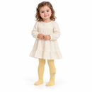Girls’ Yellow Cable-Knit Tights with Bow & Pearl 706
