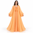 Women’s Apricot Maxi Dress with Matching Sheer Cover-Up D-21