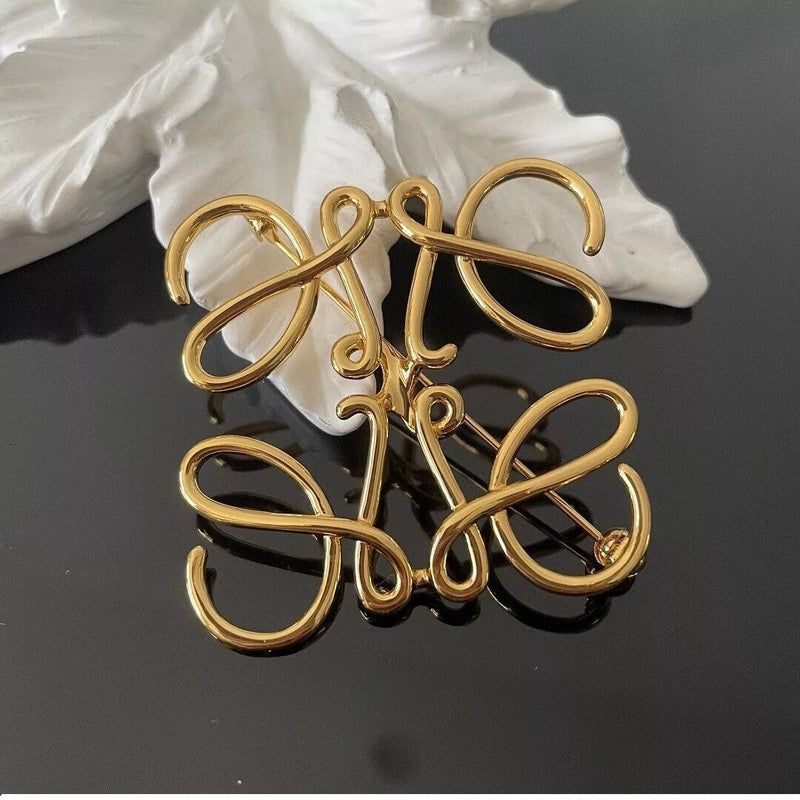 Anagram Yellow Gold Brooch L121 - TUZZUT Qatar Online Shopping