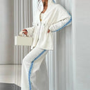 Bright Wire Splicing Top and Loose Pleated Casual Wide-Leg Pant 163576 - TUZZUT Qatar Online Shopping