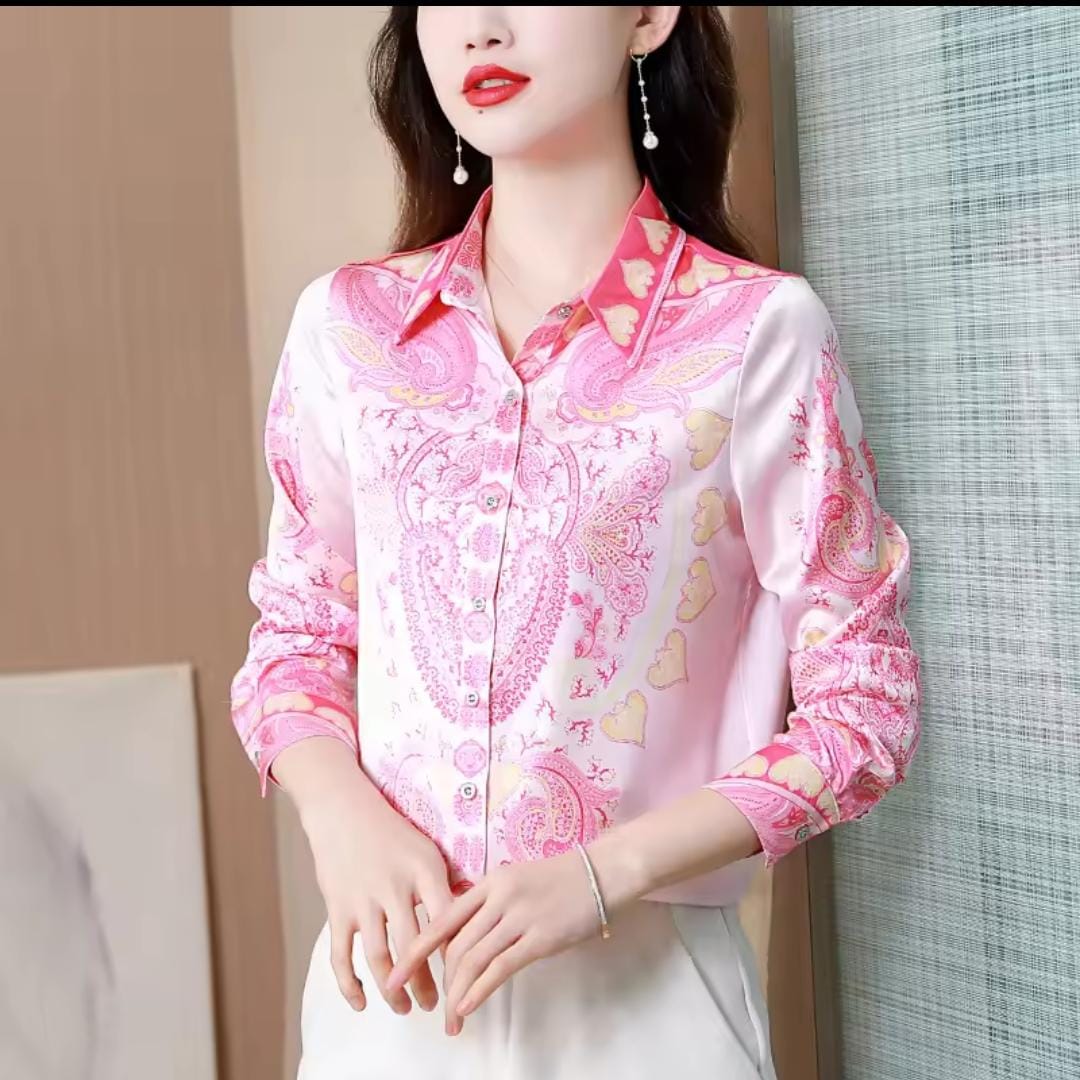 Women's Silk Satin Shirt Ladies Tops S4871500 Women's Silk Satin Shirt Ladies Tops S4871500