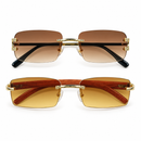 2pcs Rimless Gradient Sunglasses with Gold Tone Glasses-23