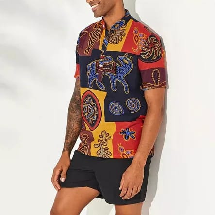 Mens Short Sleeve Hawaiian Shirt Tops Fruit Floral Printed Blouse Plus Size Summer Casual Beach Shirts for Men S3184468