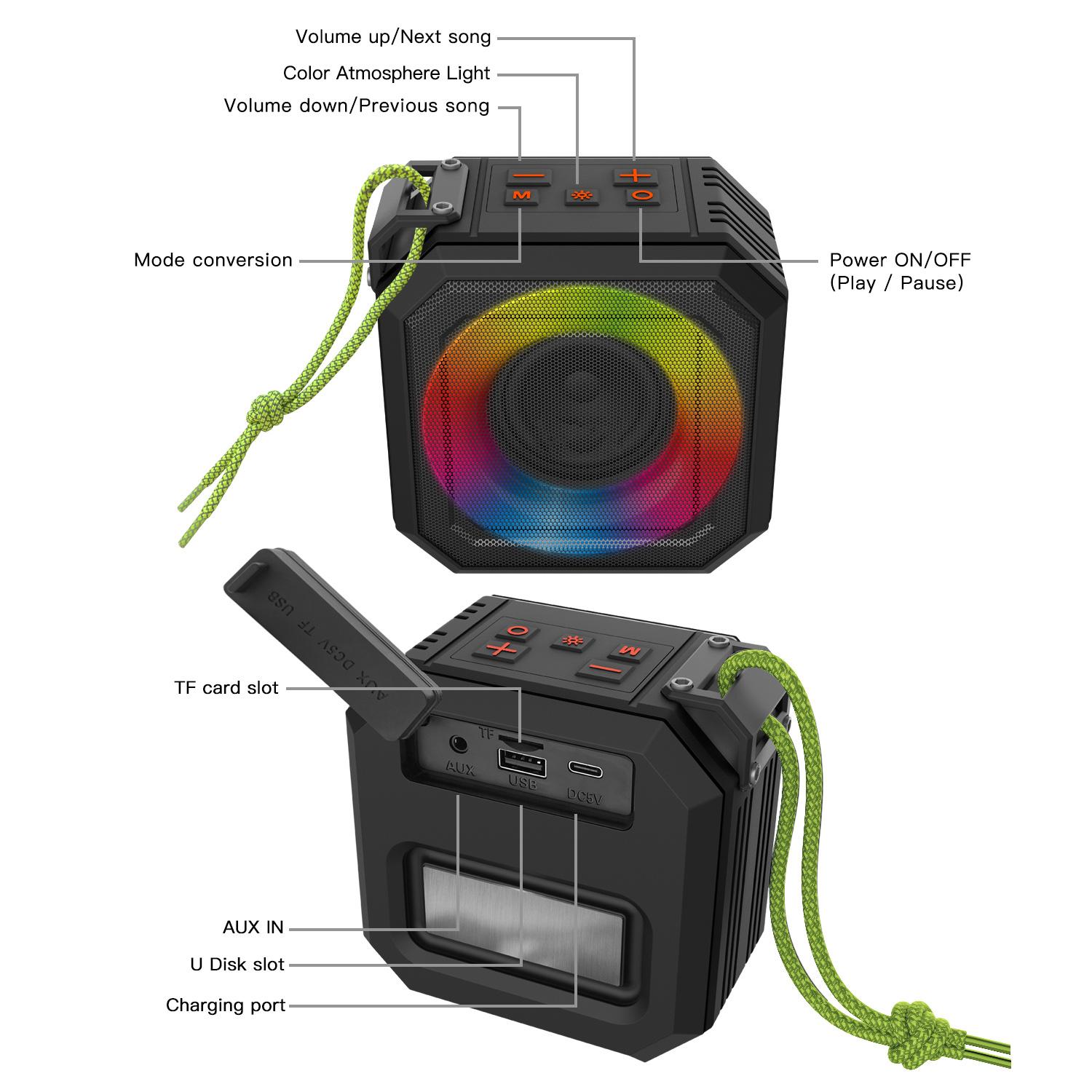 Waterproof Bluetooth Speakers IP65 Portable Mini Wireless Stereo Bass -K217 Waterproof Bluetooth Speakers IP65 Portable Mini Wireless Stereo Bass -K217