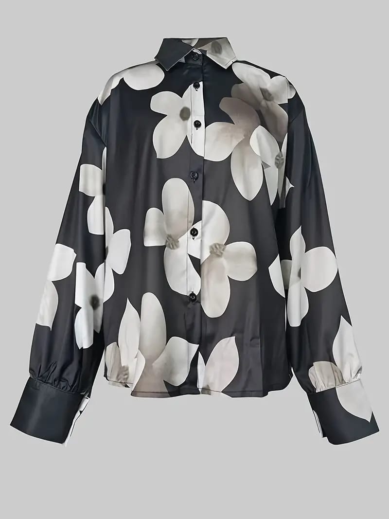 Floral Print Button Front Shirt elegant Long Sleeve Dress 1152059 Floral Print Button Front Shirt elegant Long Sleeve Dress 1152059