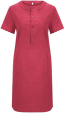 Women Collared Neck Short Sleeve Daily Button Down Shirt Dresses with Pocket     B80963 - TUZZUT Qatar Online Shopping