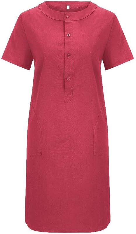 Women Collared Neck Short Sleeve Daily Button Down Shirt Dresses with Pocket B80963 Women Collared Neck Short Sleeve Daily Button Down Shirt Dresses with Pocket B80963