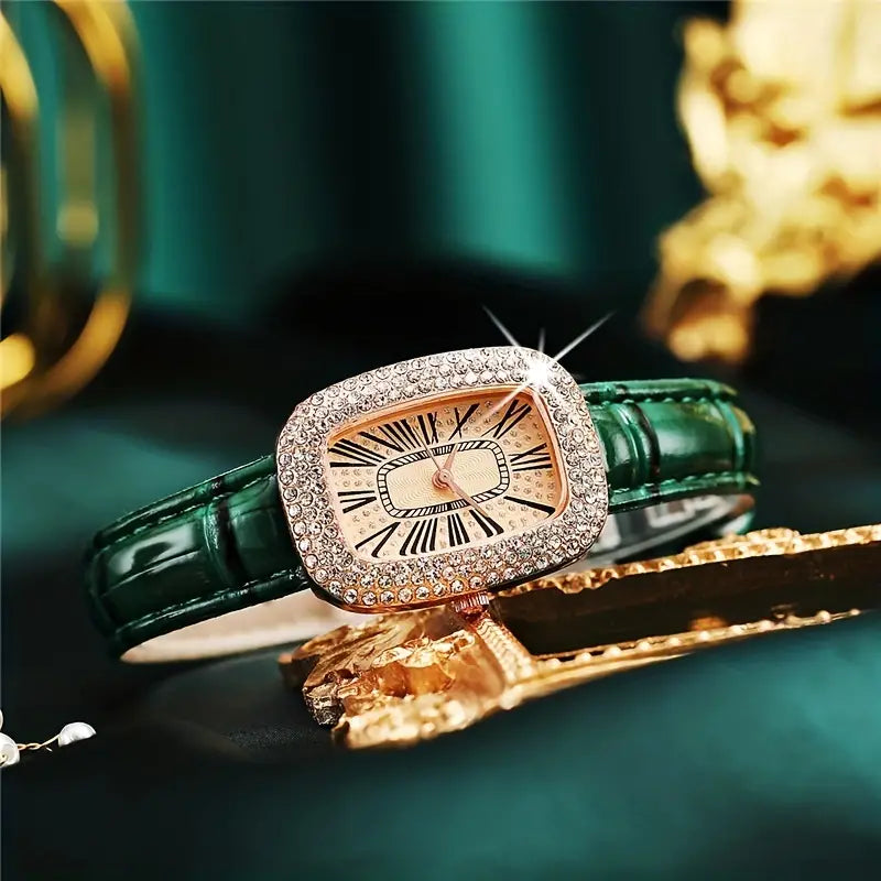 high quality fashion luxury Full diamond Oval Ladies belt Quartz Watch Student girls dress Clock Roman vintage  S4616705 - Tuzzut.com Qatar Online Shopping