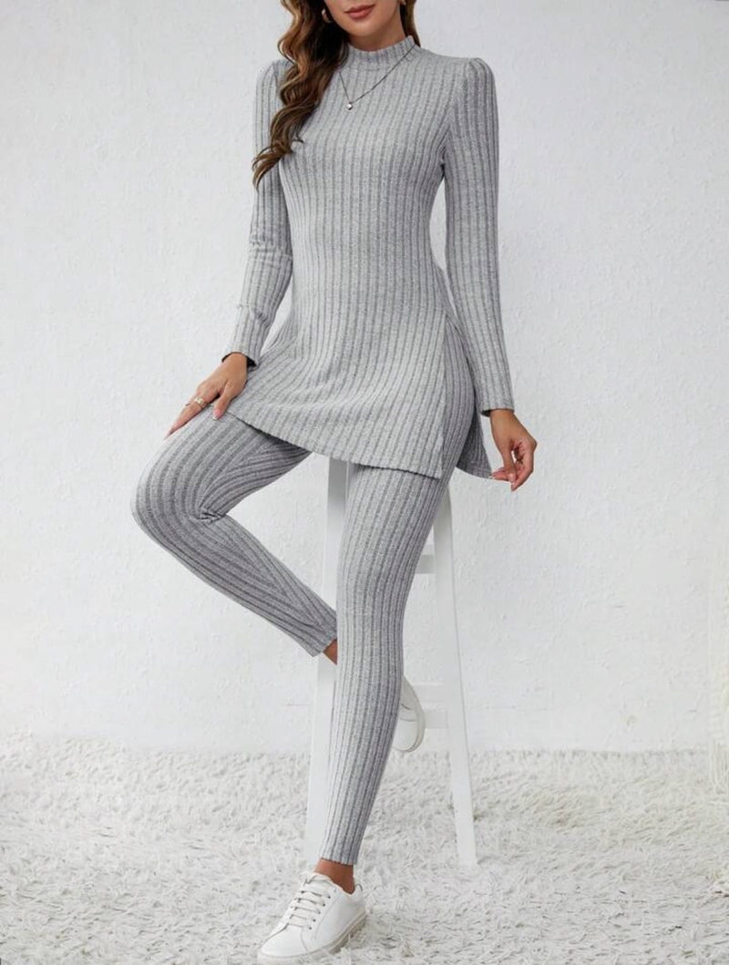Zanzea Ribbed Knit Lounge Set S4241869 - TUZZUT Qatar Online Shopping