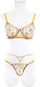 Sexy Lingerie For Women 2 Piece Lace Floral Embroidery Lingerie Set Underwire Bra And Panty Sets Underwear   439511 - TUZZUT Qatar Online Shopping