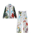 Women's Long Sleeve Beach Suits Classic Suit Elegant Print Casual Shirts   303436 - TUZZUT Qatar Online Shopping