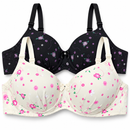 Size 36/80 Women’s Floral Print Bra – Black & Ivory 2pcs Set BL14