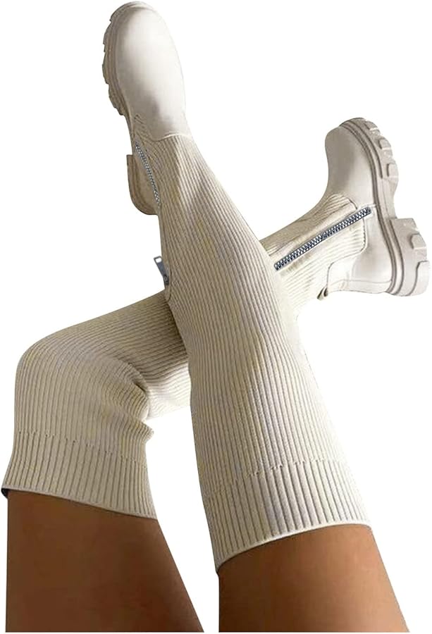 Women's Over The Knee Round Toe Side Zipper Boots   S140760 - TUZZUT Qatar Online Shopping