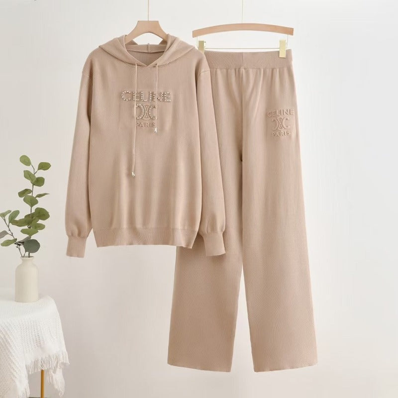Autumn Chic Solid Loose Design Knit Sweater + Pant TZ1241
