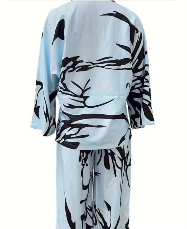 Women's Long-Sleeved Top Wide-Leg Pants Set 124972 Women's Long-Sleeved Top Wide-Leg Pants Set 124972