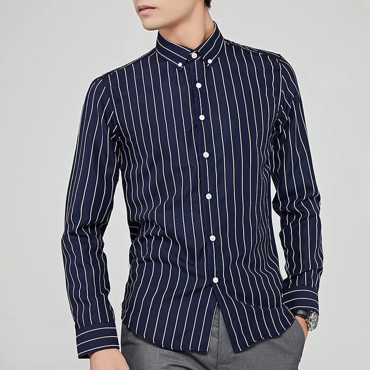 Korean Men's Fashion Business Casual Long Sleeve Stripe Shirt S039193 Korean Men's Fashion Business Casual Long Sleeve Stripe Shirt S039193