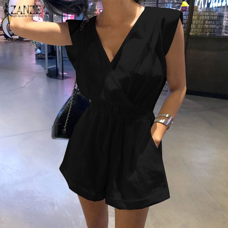 Women's Summer Jumpsuits Sleeveless ZANZEA Stylish Overalls V Neck Backless Rompers Female Lace Up Casual Pants Oversized S4101455 Women's Summer Jumpsuits Sleeveless ZANZEA Stylish Overalls V Neck Backless Rompers Female Lace Up Casual Pants Oversized S4101455