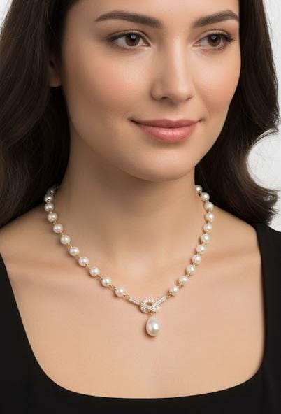 Traditional White Pearl Necklace 186835 - TUZZUT Qatar Online Shopping