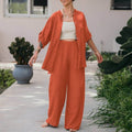 2 Pcs Women's Long Sleeve Solid Color Pants Set 2XL 437330