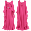 Women’s Fuchsia Embellished Cape Maxi Dress D-23