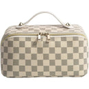 New Plaid Cosmetic Bag PU Pillow Makeup Pouch Women's Large-Capacity Luxury Wash Bag B-44302 - TUZZUT Qatar Online Shopping