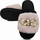 Women's Black Faux Fur Soft Fuzzy Slippers   B681569 - TUZZUT Qatar Online Shopping