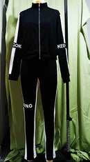 Women's Pants Uoozee Casual Contrast Color Zipper Long Sleeves Jacket&Pants Suits Simple Fashion Sportswear Activesuit For Women   S5110366 - TUZZUT Qatar Online Shopping