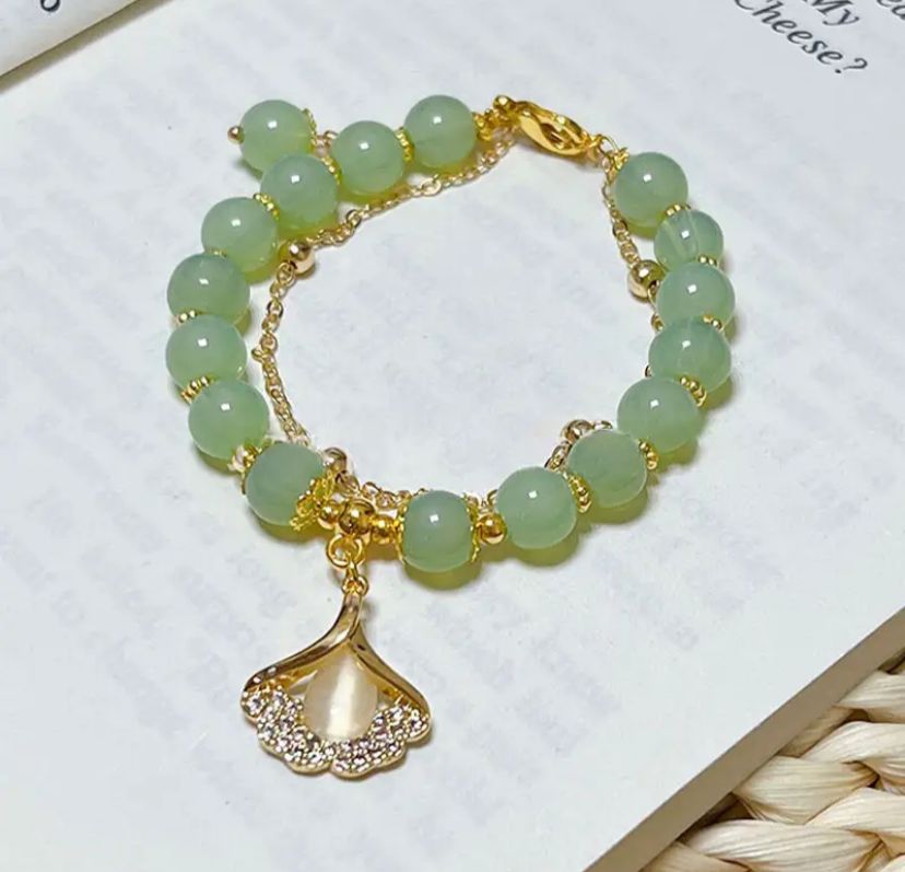 Natural Jade Double Layer Chain Bracelet for Women With Gift Box Natural Jade Double Layer Chain Bracelet for Women With Gift Box