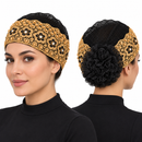 Women’s Black & Gold Embellished Hair Bun Cap 782