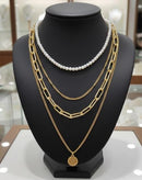 Gold Coin Medallion 3 Layers Necklace X3374310