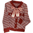 Knitted Vintage Bow Top Sweater 63481 - TUZZUT Qatar Online Shopping