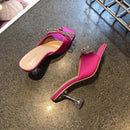 Rhinestone Bow Square Toe Women's High Heels 628 - TUZZUT Qatar Online Shopping