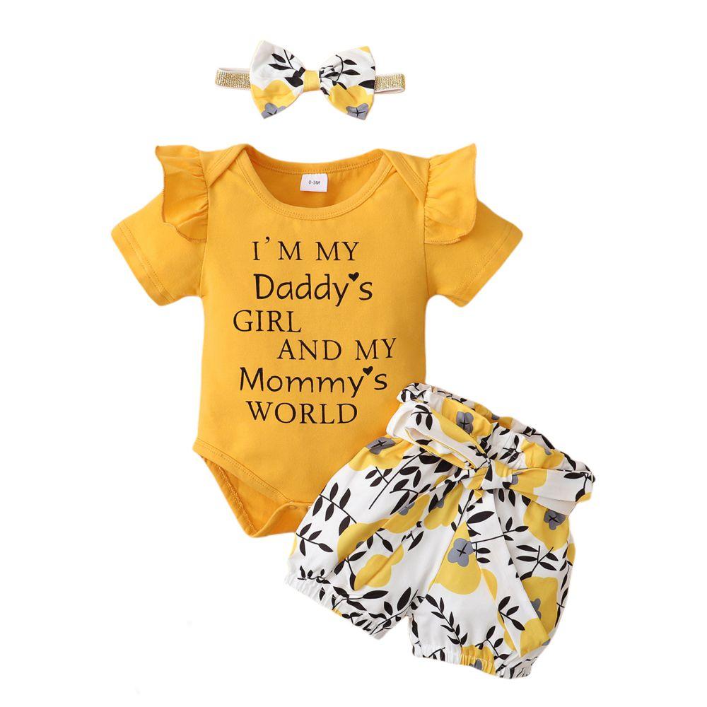 3pcs/set Infant Baby Girls Summer Outfits Ruffled Short Sleeve Romper+Floral Shorts 1598927 3pcs/set Infant Baby Girls Summer Outfits Ruffled Short Sleeve Romper+Floral Shorts 1598927