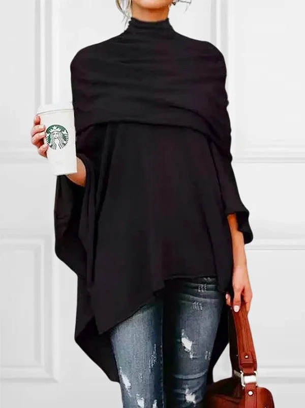 Casual Asymmetric Solid Color High-Neck T-Shirts Tops 110791 Casual Asymmetric Solid Color High-Neck T-Shirts Tops 110791