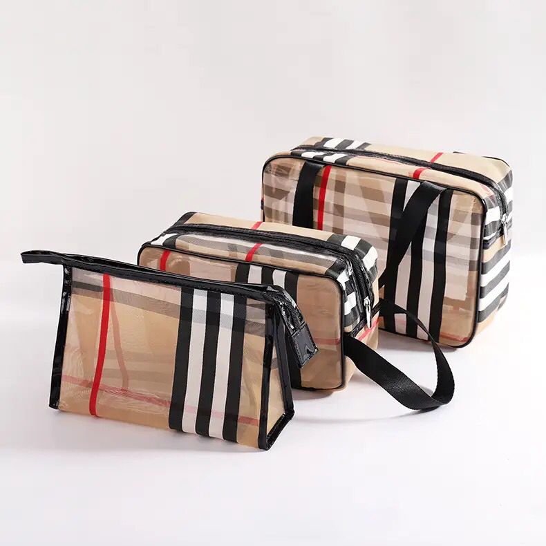 PVC Waterproof Cosmetic Bag With Zipper HandleMakeup Bag Carry Pouch Portable Travel Organizer Bag Storage Waterproof Handbag 3pcs S3744138