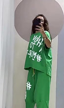 Women Fashion Letter Print Casual Two Piece Suit  B-314183 - TUZZUT Qatar Online Shopping