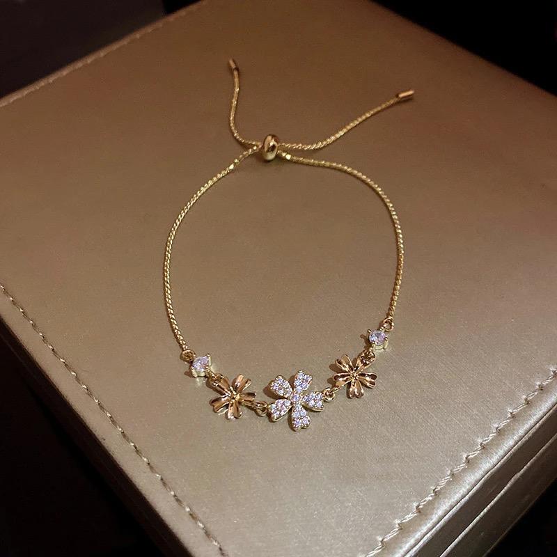 Luxurious Gold Color Adjustable Flower Bracelet Model-14